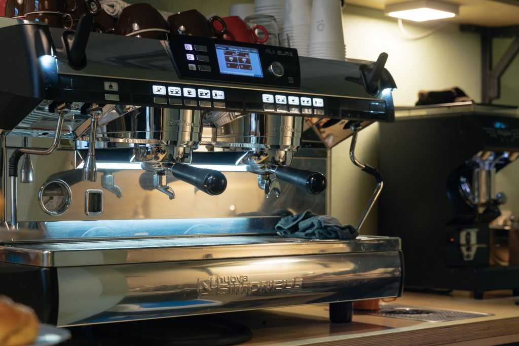 Coffee machine at a cafe in Vilnius