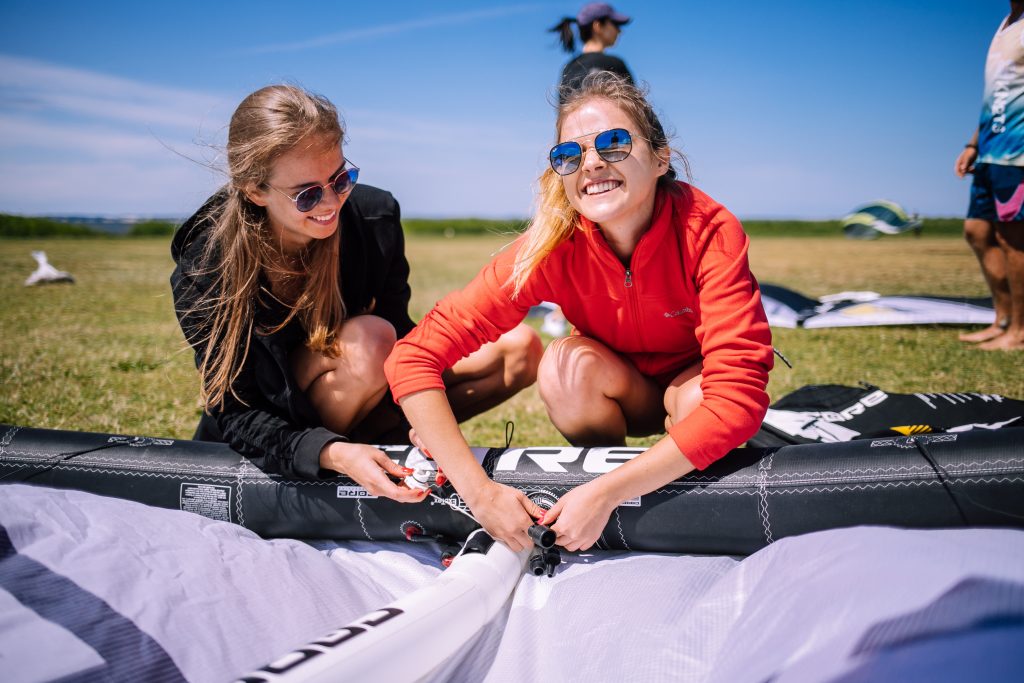 Participants at the kitesurfing camp